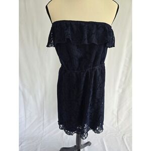 Maurices‎ Navy Blue Lace Strapless Ruffle Dress Womens Size L Summer
